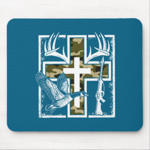 Faith Fishing Hunting Camo Cross Duck Deer Christi Mouse Mat