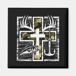 Faith Fishing Hunting Camo Cross With Hook B Chris Magnet