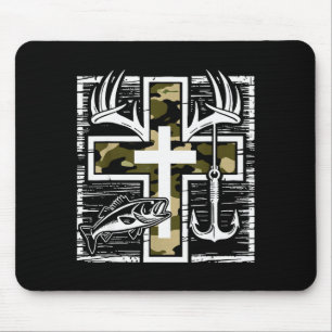 Faith Fishing Hunting Camo Cross With Hook B Chris Mouse Mat