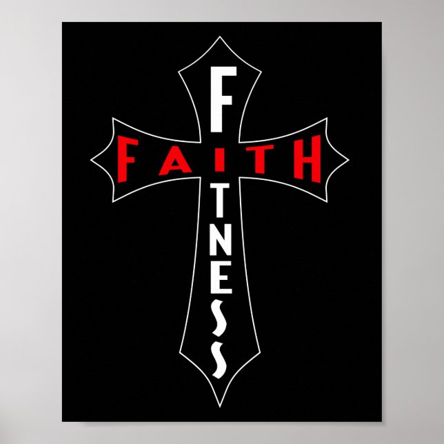 Faith Fitness Cross Christian Workout Modern Gym Poster (Front)