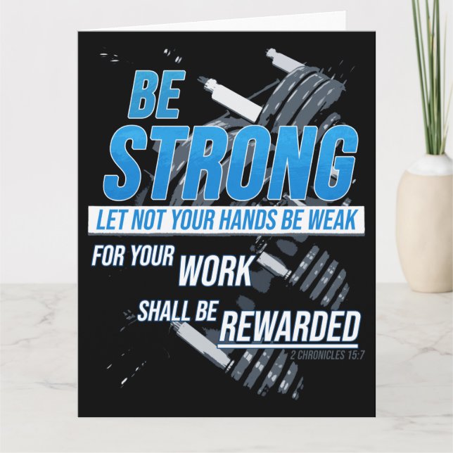 Faith Fitness Motivation: Be Strong Christian Card (Front)