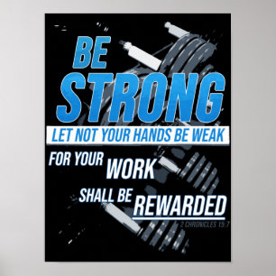Faith Fitness Motivation: Be Strong Christian Poster