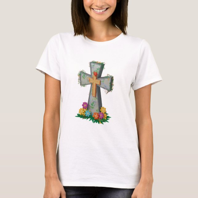 Faith Floral Christian Womens T-Shirt (Front)