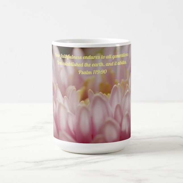 Faith Flower Bible Verse Pink Floral Mug Cup (Center)