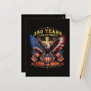 Faith Freedom 250 Years 1776 2026 Patriotic Eagle Holiday Postcard