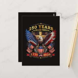 Faith Freedom 250 Years 1776 2026 Patriotic Eagle Postcard