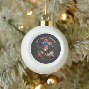 Faith Freedom 250 Years Ceramic Ball Christmas Ornament