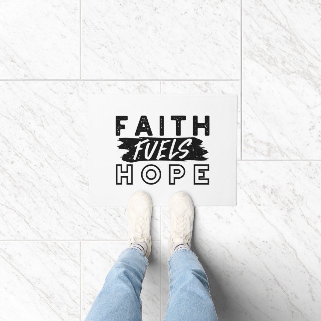 Faith Fuels Hope Quote – Uplifting Christian Art Doormat (Indoor)