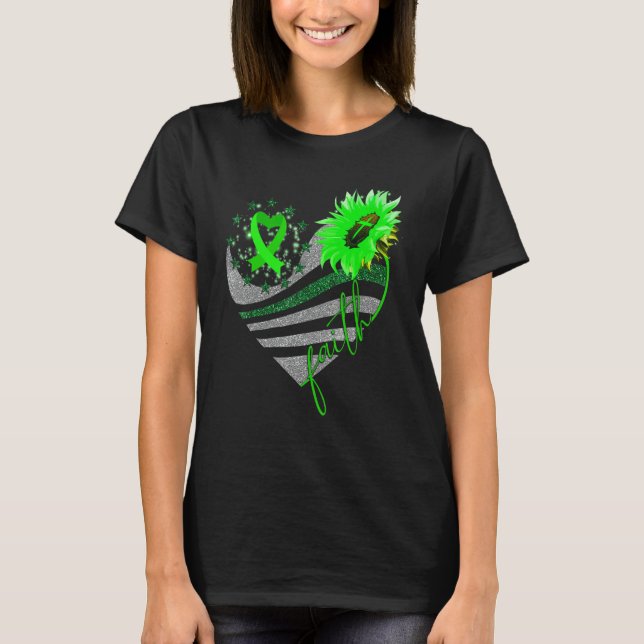 Faith Gastroparesis Awareness Sunflower Heart Ribb T-Shirt (Front)