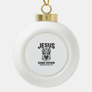 Faith German Shepherd Shirt for Christian Dog Love Ceramic Ball Christmas Ornament