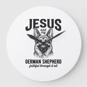 Faith German Shepherd Shirt for Christian Dog Love Large Clock