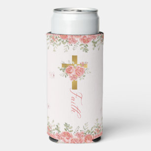 Faith Gift Floral Cross Seltzer Can Cooler