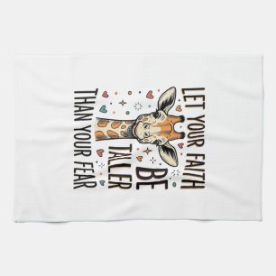 Faith Giraffe Inspirational Vintage Shirt Design_1 Tea Towel