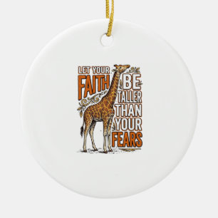 Faith Giraffe Vintage Inspirational Shirt Design_1 Ceramic Tree Decoration