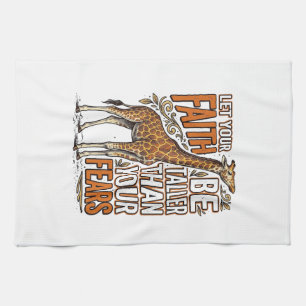 Faith Giraffe Vintage Inspirational Shirt Design_1 Tea Towel