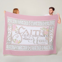 Faith Gives Substance Fleece Blanket (Lilac)