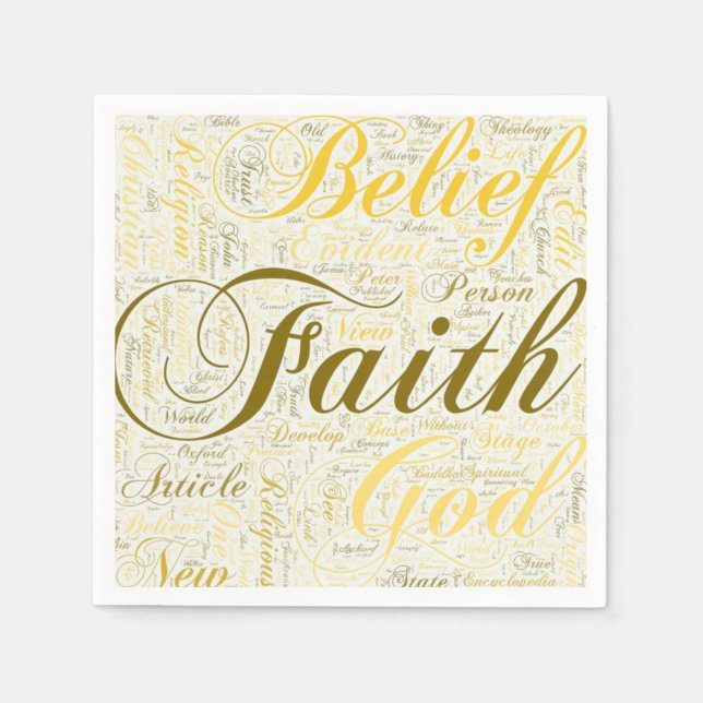Faith Gold and White Napkin (Front)