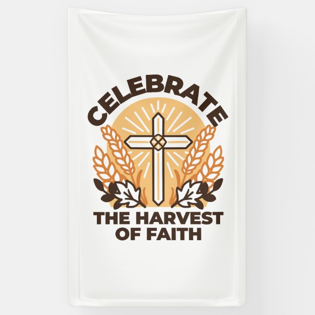 Faith Harvest Celebration – Inspirational Art Banner (Vertical)