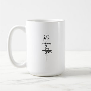 Faith Hearts & Cross Christian Faith Design Coffee Mug