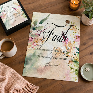 Faith Hebrews 11:1 Bible Verse Floral Jigsaw Puzzle