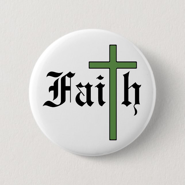 Faith Holy Cross 6 Cm Round Badge (Front)