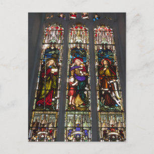 Faith, Hope and Charity Stained Glass Window Postcard