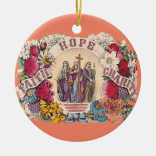 Faith, Hope and Charity Theological virtues Ceramic Tree Decoration