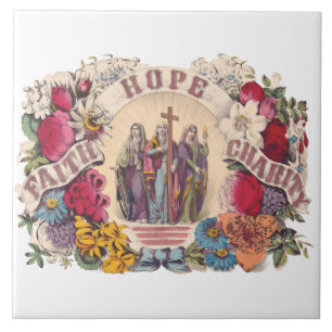 Faith, Hope and Charity Theological virtues Tile