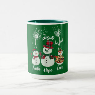 Faith, Hope, and Love: A Snowman Christmas Mug