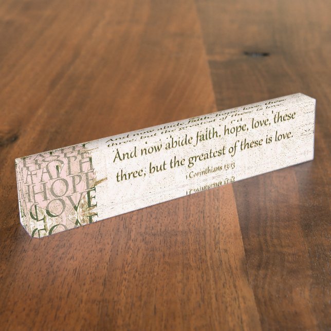 Faith, Hope and Love Acrylic Sculpture Nameplate (Side)