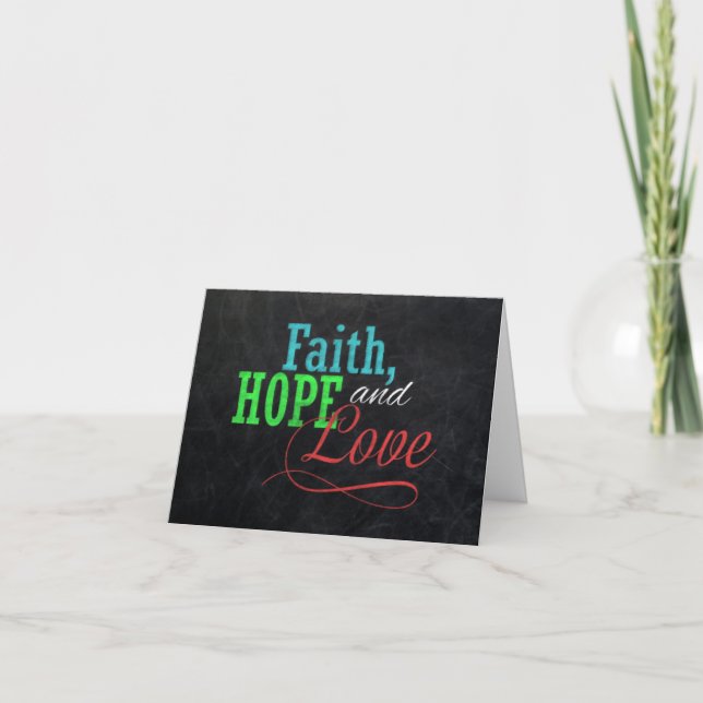 Faith Hope and Love Chalkboard Christmas Christian Holiday Card (Front)