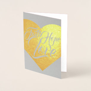 Faith Hope and Love Heart Customisable Foil Card