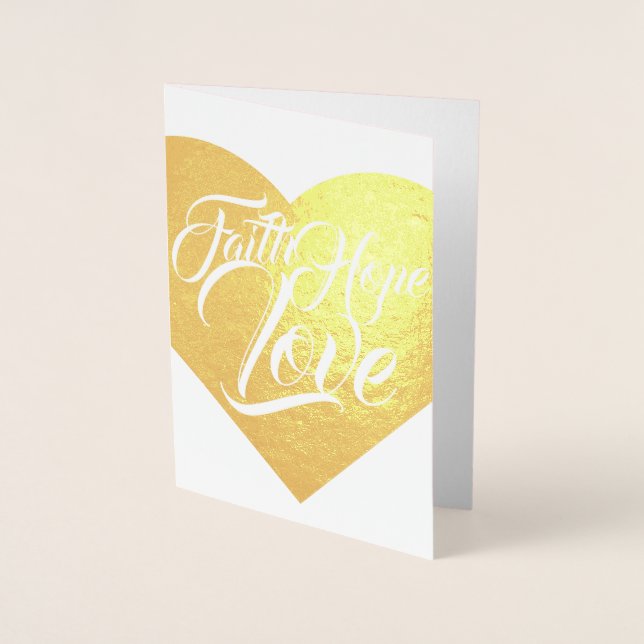 Faith Hope and Love Heart Customisable Foil Card (Front)