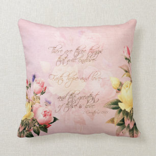 Faith Hope and Love Roses Cushion
