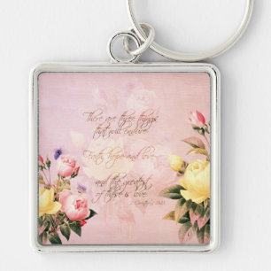 Faith Hope and Love Roses Key Ring