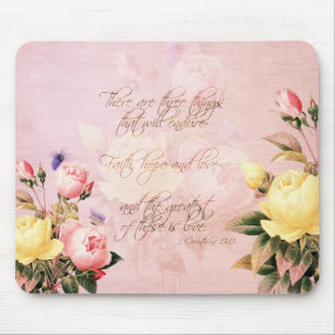 Faith Hope and Love Roses Mouse Mat