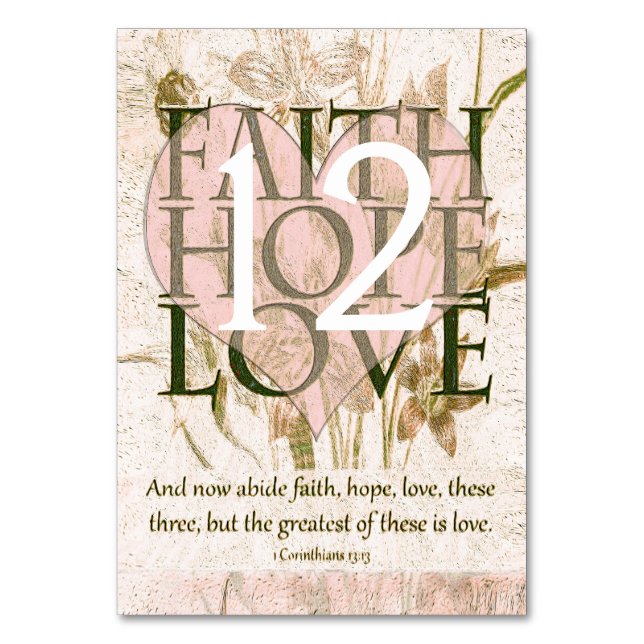 Faith, Hope and Love Table Number (Back)