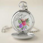 Faith Hope and Love Watercolor Floral Pocket Watch<br><div class="desc">Pretty floral bouquet with faith,  love and hope text.</div>