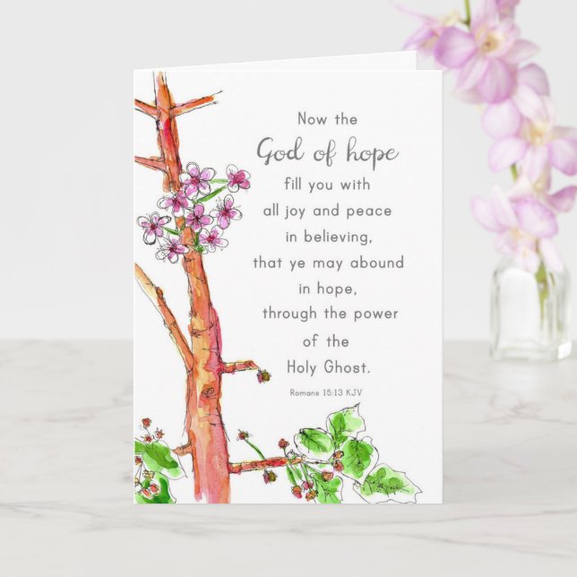 Faith Hope Bible Scripture Romans 15 Religious  Card (Orchid)