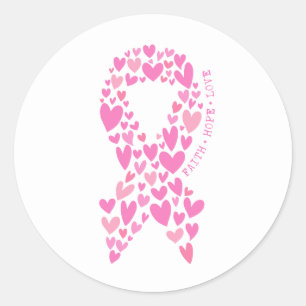 Faith Hope Breast Cancer Pink Ribbon Awareness Classic Round Sticker