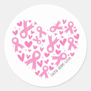 Faith Hope Breast Cancer Pink Ribbon Awareness Classic Round Sticker
