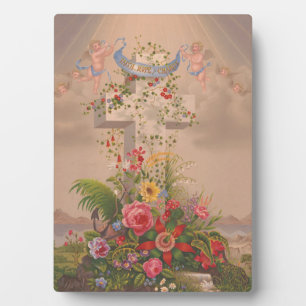 Faith Hope Charity And Flowers Plaque
