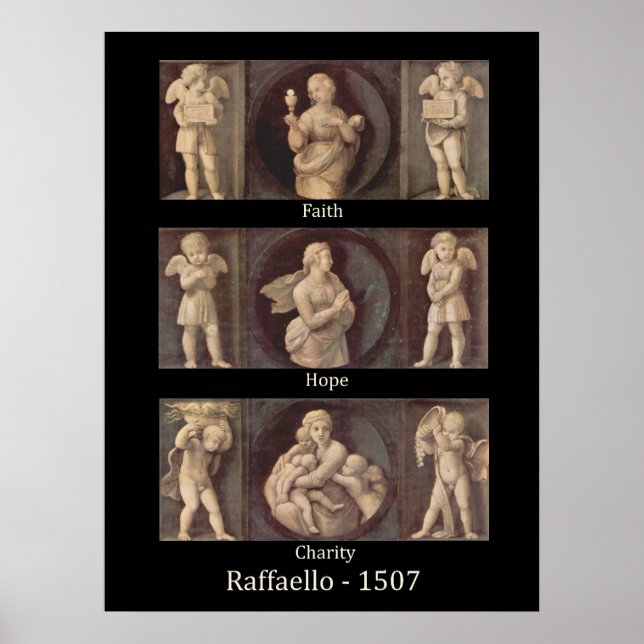 Faith Hope Charity by Raphael Poster Print (Front)