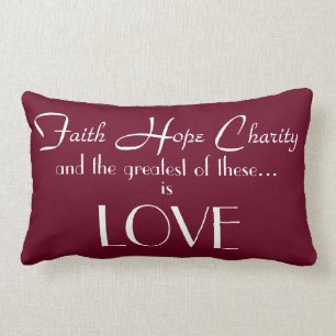 Faith Hope Charity Lumbar Pillow 13" x 21"