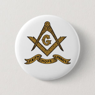 Faith Hope Charity Masonic emblem button