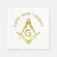 Faith Hope Charity Masonic Napkins Gold Freemason