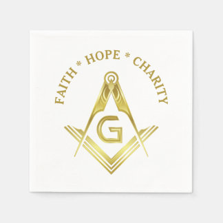 Faith Hope Charity Masonic Napkins Gold Freemason