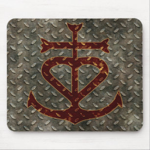 Faith Hope Charity Metal Grunge Mousepad