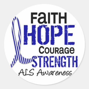 FAITH HOPE COURAGE ALS CLASSIC ROUND STICKER