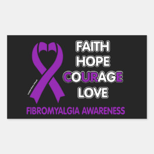 Faith Hope Courage Love...Fibro Rectangular Sticker